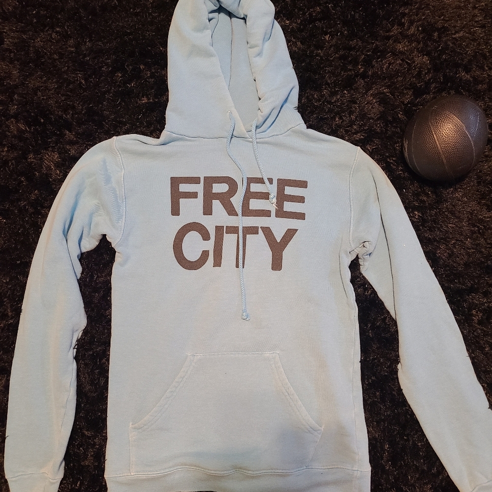 Free City FreeCity Light Blue Hoodie Sweatshirt Yellow